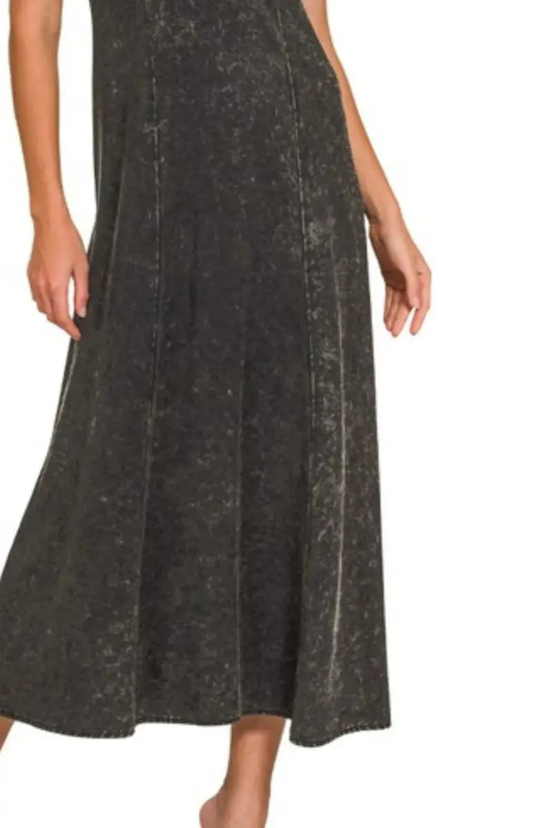 Zenana Tencel Mineral Washed Maxi Dress for Stylish Comfort - Love Salve